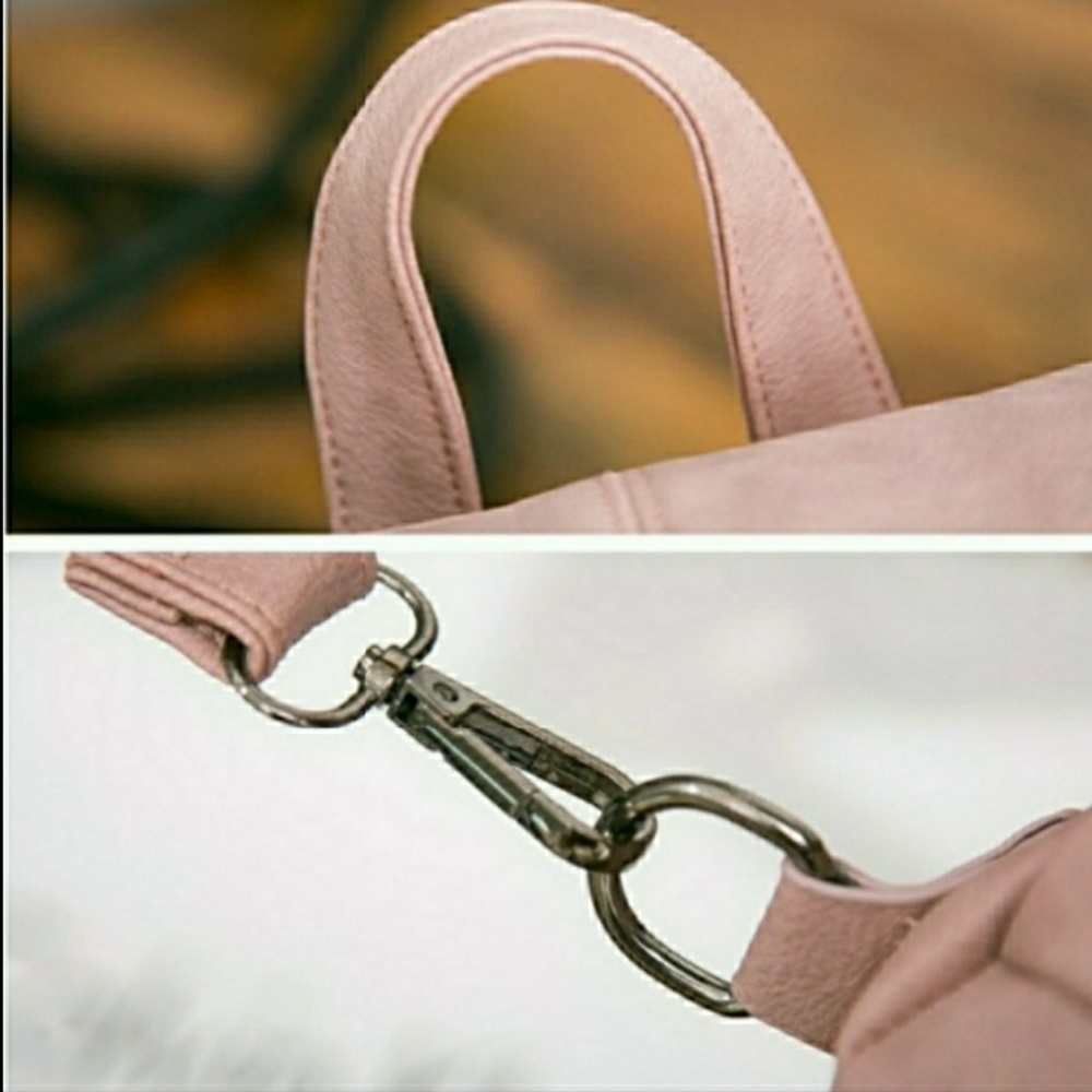 SALE $38-Pink Vegan Leather Backpack - Picture 7 of 8